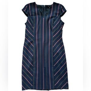Brooks Brothers Navy & Multicolor Striped Midi Dress